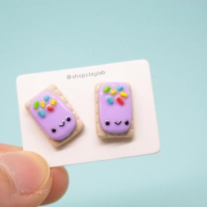Cute Purple Pop Tart Lovers Earrings