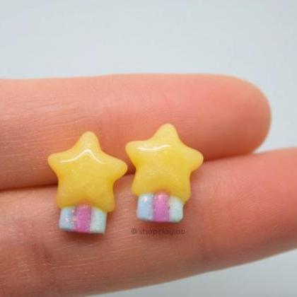 Tiny Shooting Star Rainbow Stud Earrings| Kawaii..