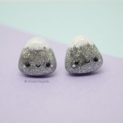 Kawaii Snowy Mountain Glitter Stud Earring| Cute..