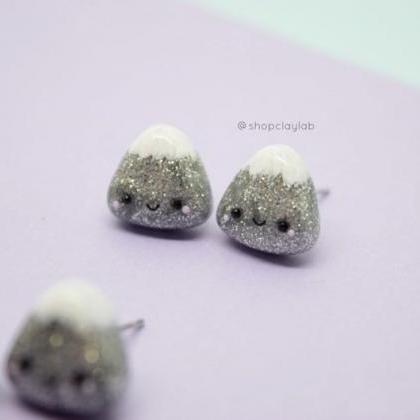 Kawaii Snowy Mountain Glitter Stud Earring| Cute..