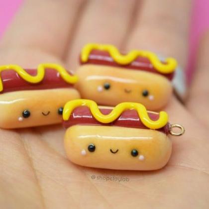 Kawaii Hotdog Buns Polymer Clay Charm| Cute..
