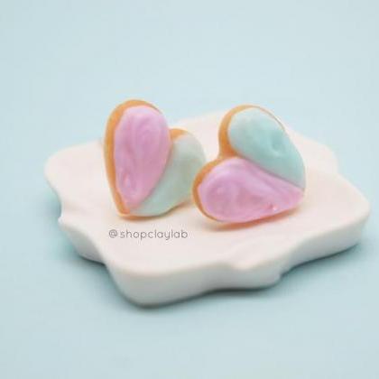Love Heart Sugar Cookie Stud Earrings| Pink And..