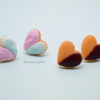 Love Heart Sugar Cookie Stud Earrings| Pink And..