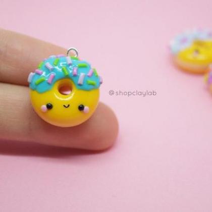 Kawaii Miniature Rainbow Donut Polymer Clay..