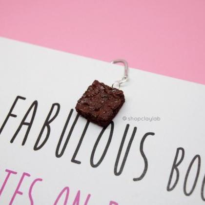 Realistic Chocolate Brownie Dangle Mini Bookmark..
