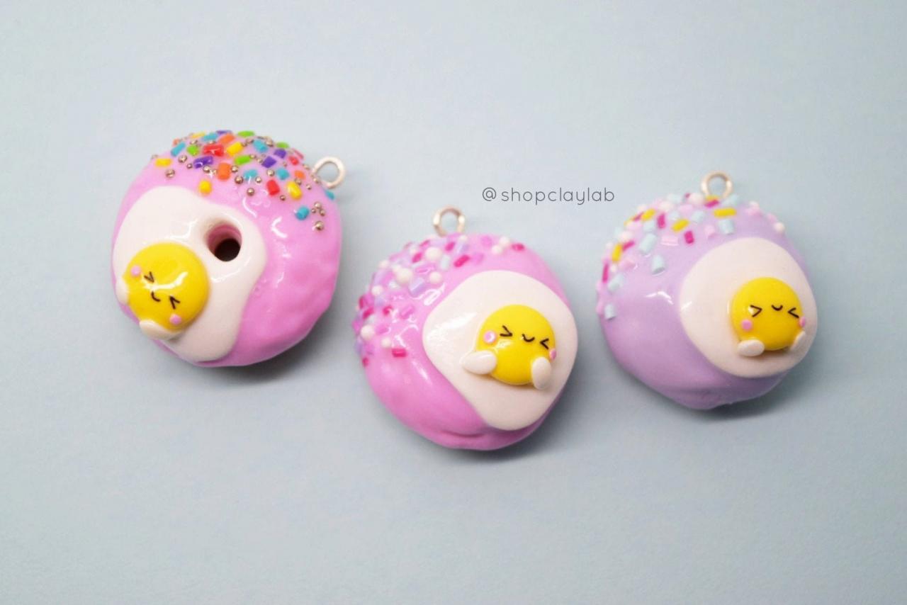 Kawaii Egg Doughnuts Crochet Progress Keeper| Cute Donuts Clay Charm| Stitch Markers| Fun Gift Ideas| Jewellery