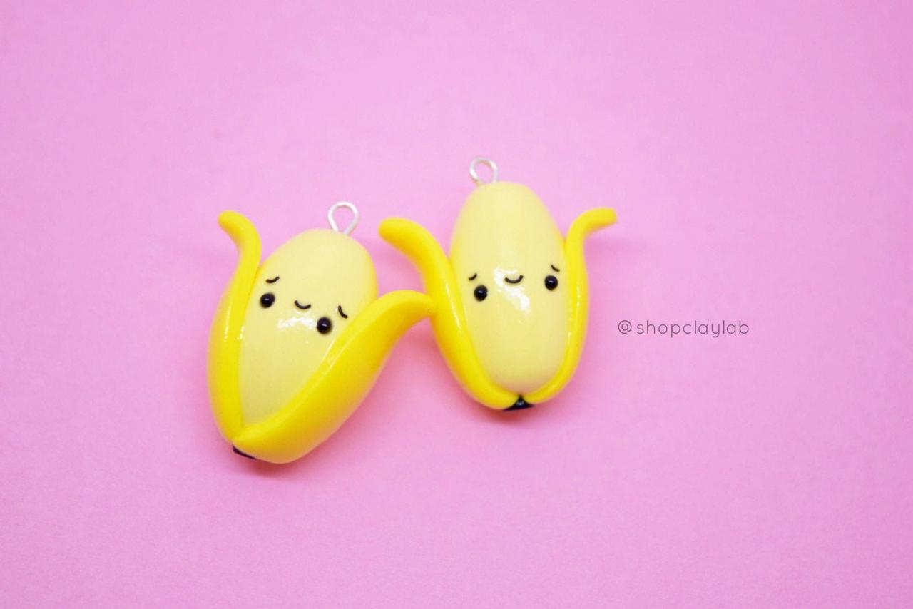 Kawaii Banana Polymer Clay Charm| Cute Crochet Progress Keepers| Knitting Stitch Markers| Gift For Her| Funny Accessory