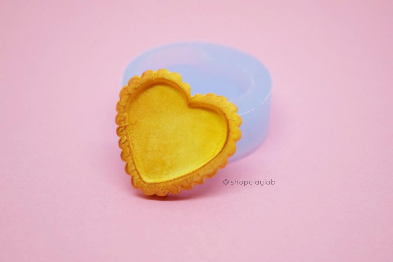 Heart Cupcake Muffin Tart Base Silicone Mold| Polymer Clay Flexible Push Mold| Decoden Kawaii Sweets| Dessert Resin Cabochon| Mini Dollhouse