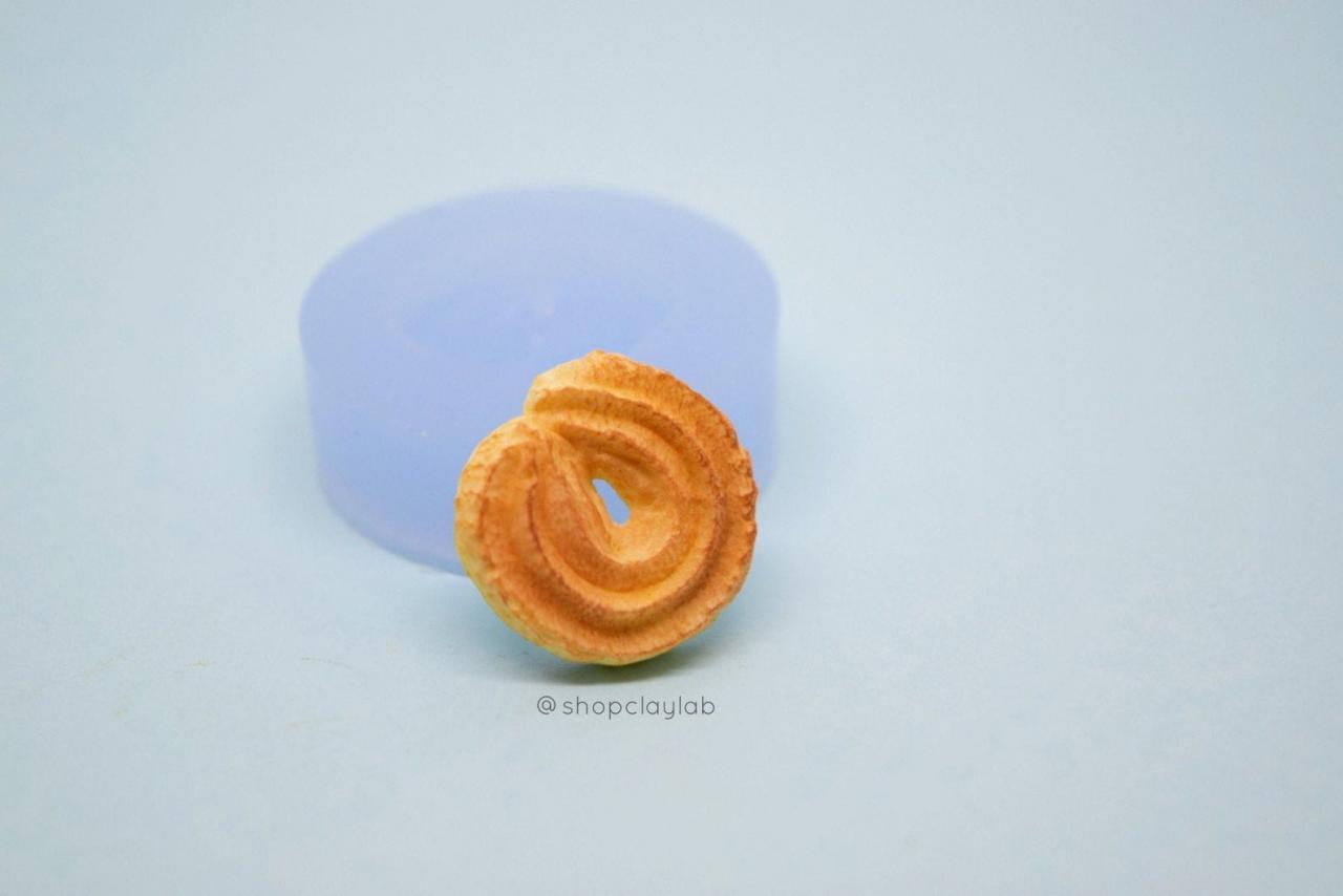 Danish Butter Cookie Silicone Mold| Polymer Clay Flexible Push Mold| Desserts Resin Cabochon Jewellery| Cookie Biscuit Dollhouse Miniatures