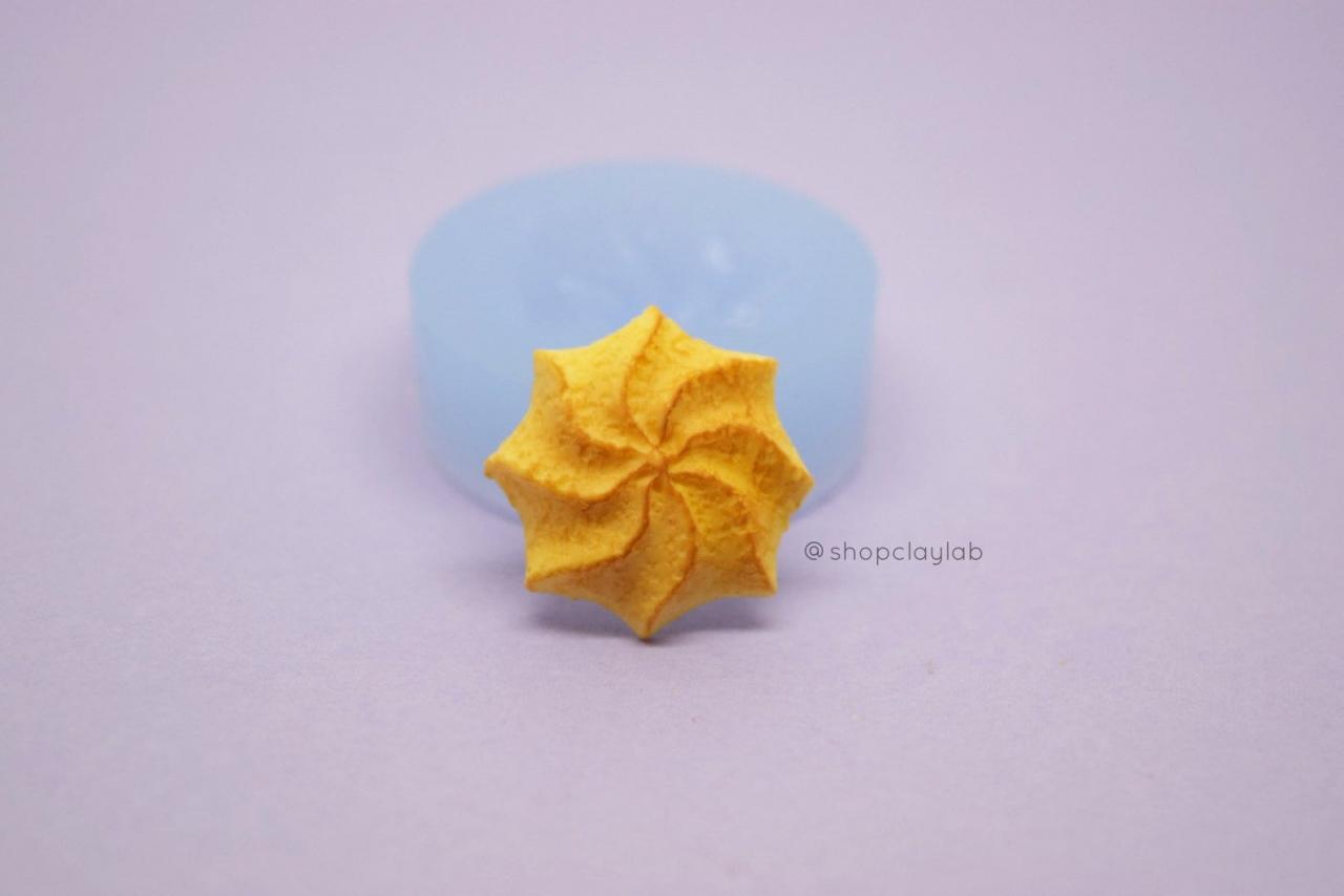 Mini Whipped Cookie Biscuit Silicone Mold| Polymer Clay Flexible Push Mold| Fake Food Cookie Resin Cabochon| Dollhouse Bakery Miniatures