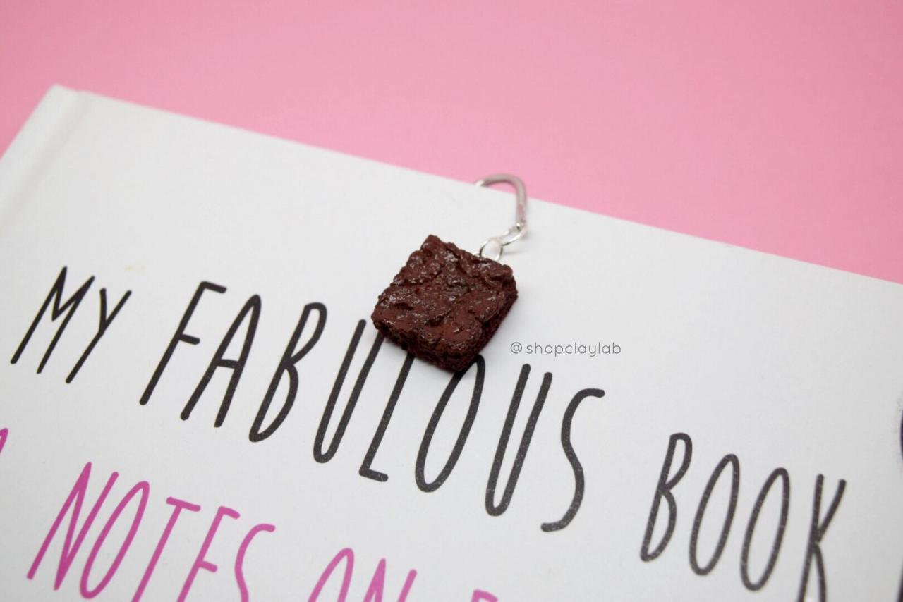 Realistic Chocolate Brownie Dangle Mini Bookmark Polymer Clay Charm Accessory