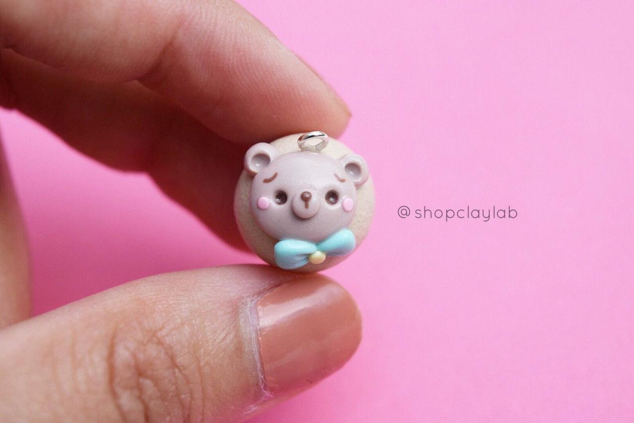 Kawaii Bear Face Cute Cupcake Polymer Clay Planner Charms